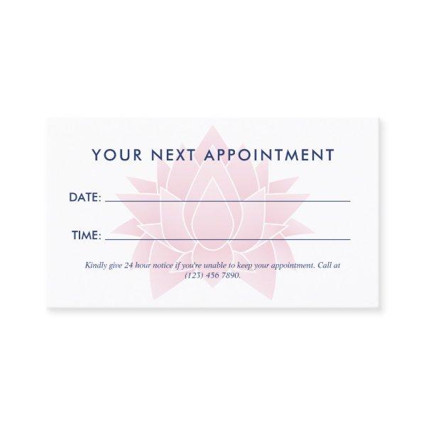 Pink Lotus Massage Therapy Spa Appointment Card