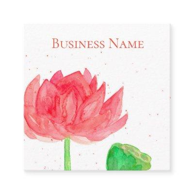 Pink Lotus Watercolor Flower Square