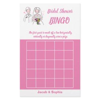 Pink Love Bridal Shower Bingo Game Card Flyer