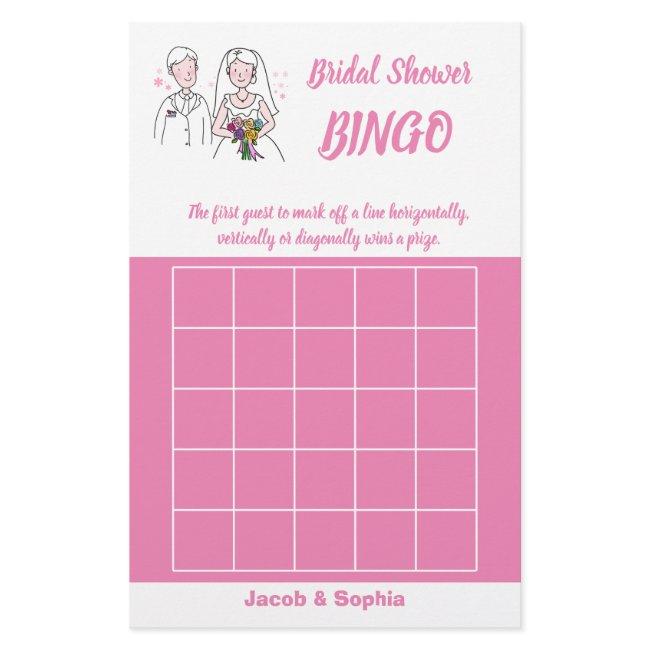 Pink Love Bridal Shower Bingo Game Card Flyer