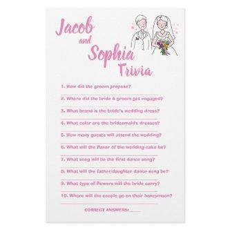 PINK LOVE, BRIDE & GROOM TRIVIA SHOWER GAME CARD FLYER