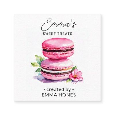 Pink macaron  modern watercolor bakery square