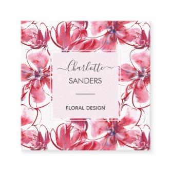 Pink magnolia pretty floral pattern  square