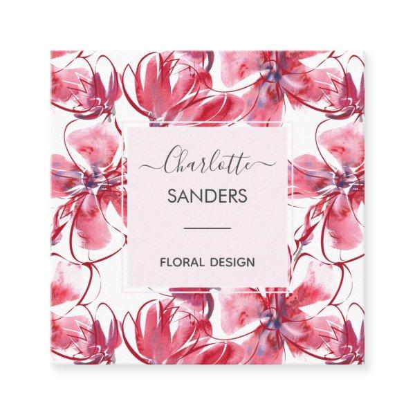 Pink magnolia pretty floral pattern  square