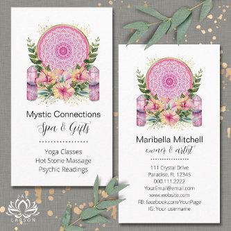 Pink Mandala Crystals Flower Energy Yoga Reiki Spa