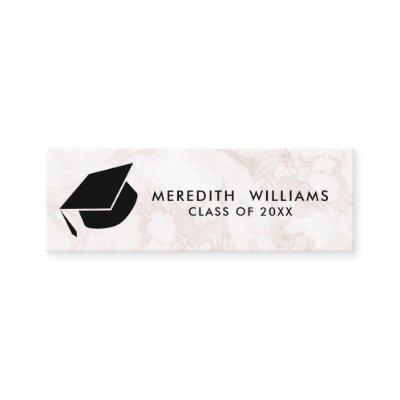 Pink Marble Grad Cap Graduation Insert