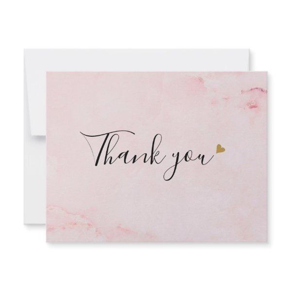 Pink Marble Script Business Thank You Card