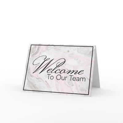 Pink Marbled Welcome to the Team New Employee Card