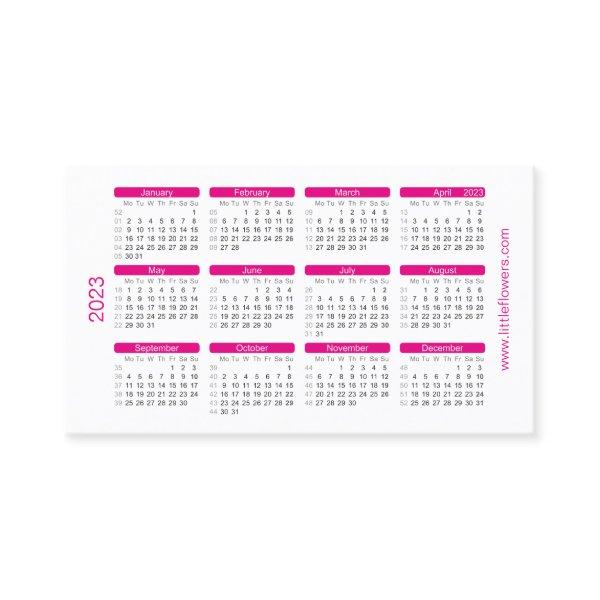 Pink Mini Calendar 2023 with Logo Template.