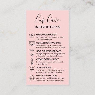 Pink Modern Cup Care Instructions Logo