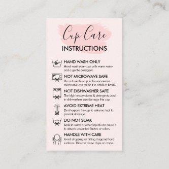 Pink Modern Cup Cares Instructions