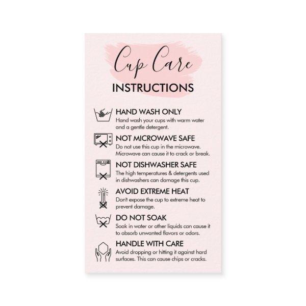 Pink Modern Cup Cares Instructions