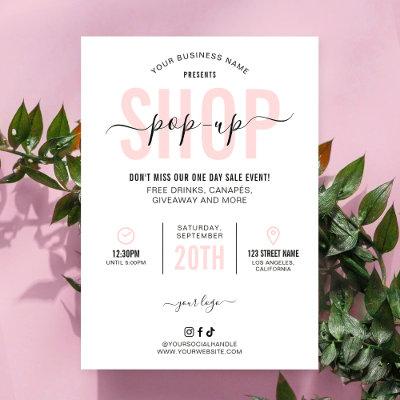 Pink Modern Pop Up Shop Marketing Flyer Market Day Invitation
