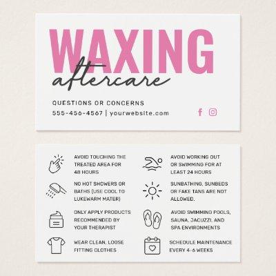 Pink Modern Waxing Aftercare Card Hair Removal