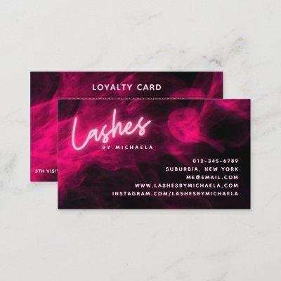 Pink Neon Lashes/Eyelash Extensions Loyalty Cards