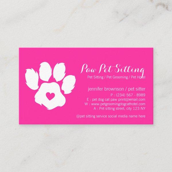 Pink Neon Pet Sitter Social Media Dog Cat Paw