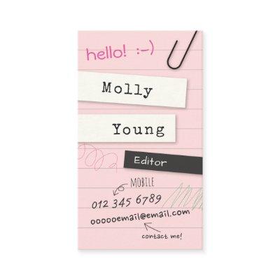 Pink Notebook Page