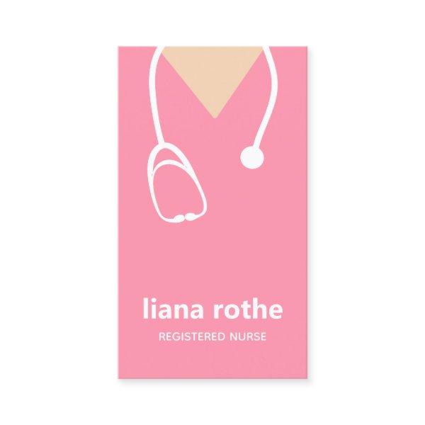 Pink Nurse Scrubs and Stethoscope