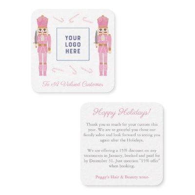 Pink Nutcracker Small Business Logo Christmas Note Card
