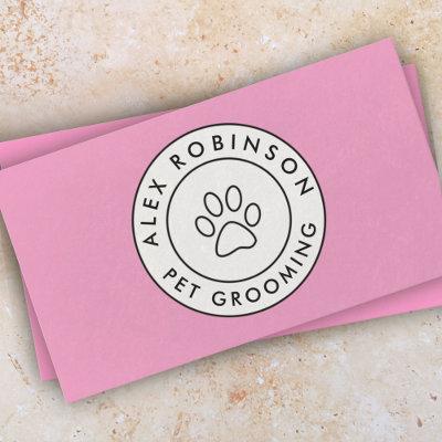 Pink paw print pet grooming