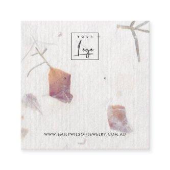 PINK PETAL HANDMADE PAPER  STUD EARRING DISPLAY SQUARE