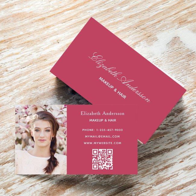 Pink photo qr code elegant