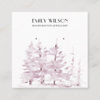 PINK PINE TREE WINTER FOREST STUD EARRING DISPLAY SQUARE