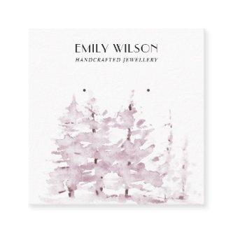 PINK PINE TREE WINTER FOREST STUD EARRING DISPLAY SQUARE