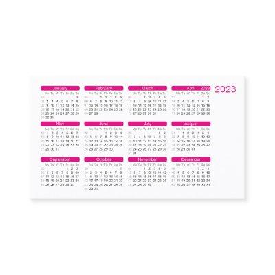 Pink Pocket Calendar 2023 in  Format