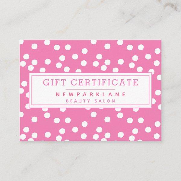 Pink Polkadots Pattern - Business Gift Certificate