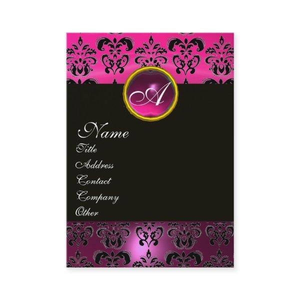 PINK PURPLE AMETHYST DAMASK MONOGRAM ,fuchsia gold