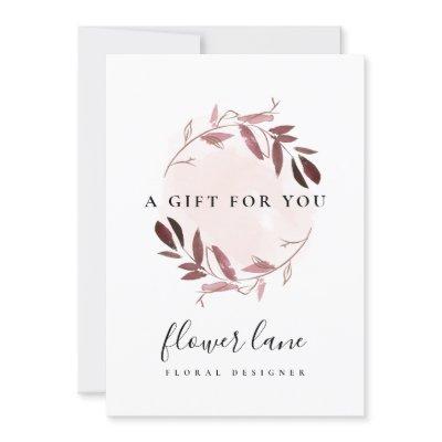 PINK PURPLE FAUNA WREATH GIFT CERTIFICATE CARD