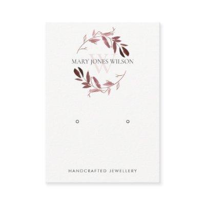 PINK PURPLE FOLIAGE MONOGRAM EARRING DISPLAY LOGO