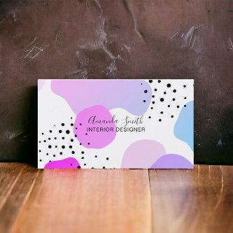 Pink purple geometric shapes polka dots interior