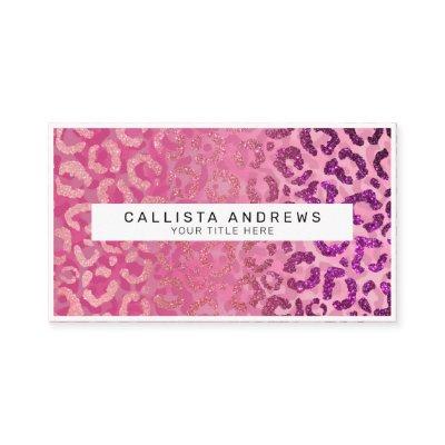 Pink Purple Glitter Leopard Animal Print Monogram