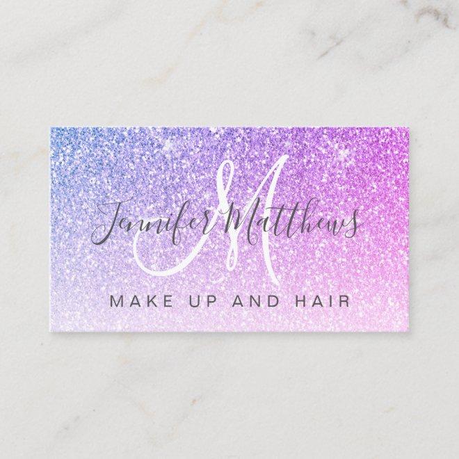 Pink Purple Glitter Makeup Artist Hair Salon