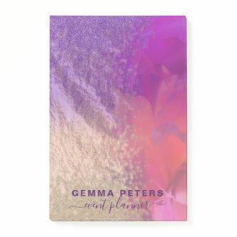 Pink Purple Gold Foil Glitter Calligraphy Script Post-it Notes
