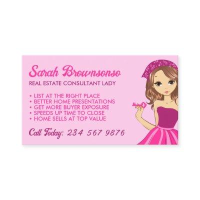 Pink Purple Lady Cartoon Real Estate