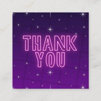 Pink & Purple Neon Sparkly Sparkle Thank You Cool Square