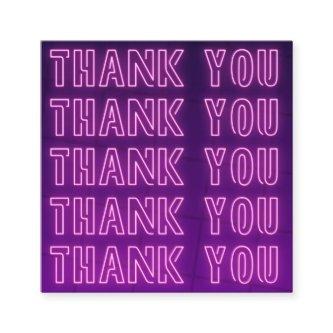 Pink & Purple Neon Thank You Typography Text Cool  Square
