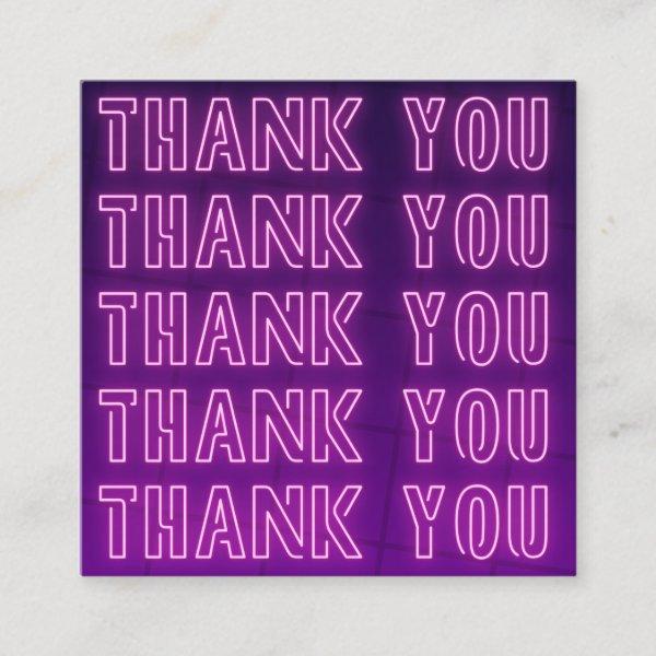 Pink & Purple Neon Thank You Typography Text Cool  Square