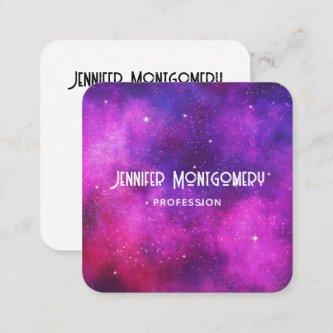 Pink & Purple Space & Stars Faux Galaxy Square