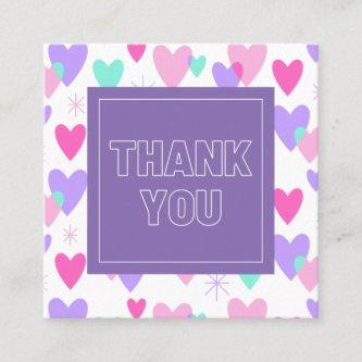 Pink & Purple Vibrant Fun Valentines Day Thank You Square