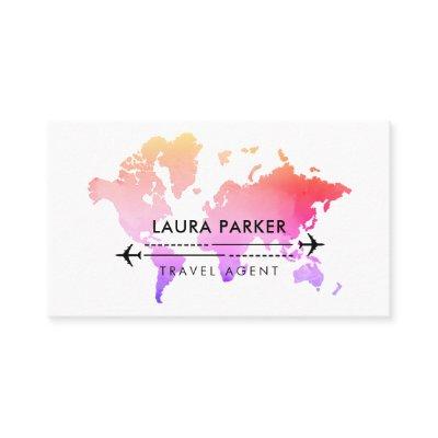 Pink Purple World Map Travel Agent Vacation