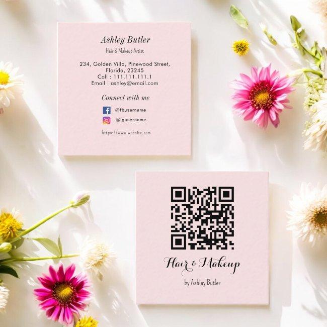 Pink QR Code Beauty Makeup Artist Square