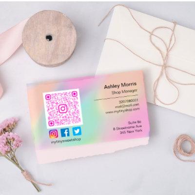 Pink QR Code Logo Social Media Online Pastels