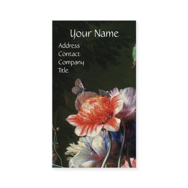 PINK RED ANEMONES WHITE FLOWERS,BUTTERFLY MONOGRAM