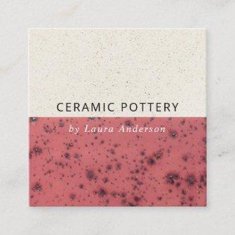 PINK RED CERAMIC POTTERY GLAZED SPECKLED TEXTURE SQUARE