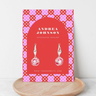 Pink Red Mid Century Modern Arch Earring Display