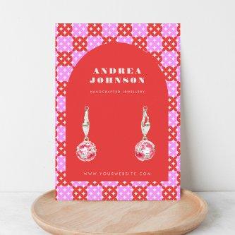 Pink Red Mid Century Modern Arch Earring Display